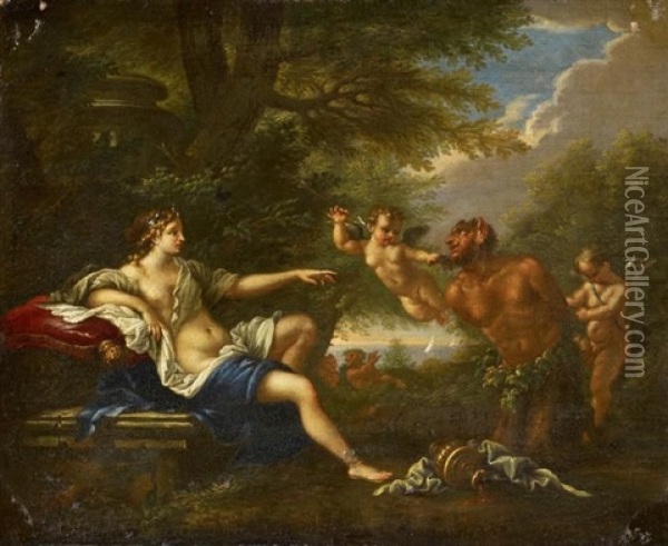 Venus Und Pan Oil Painting - Filippo Lauri