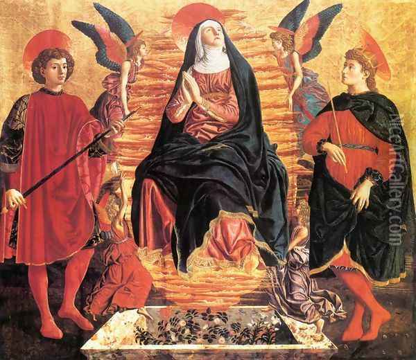 Our Lady Of The Assumption With Saints Miniato And Julian Oil Painting - Andrea Del Castagno