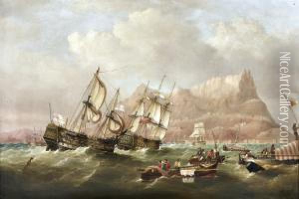 Vista De Gibraltar Oil Painting - R. J. Pew