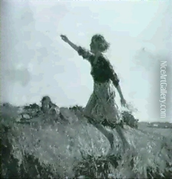 Frohliche Madchen Auf Der Sommerwiese Oil Painting - Leon Augustin L'Hermitte