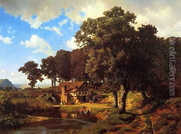 A Rustic Mill Oil Painting - Albert Bierstadt