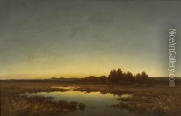 Sonnenuntergang Am Maisinger
 See. Oil Painting - Anton Zwengauer