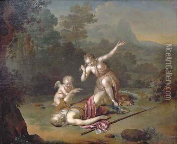 Venus and Adonis Oil Painting - Willem van Mieris