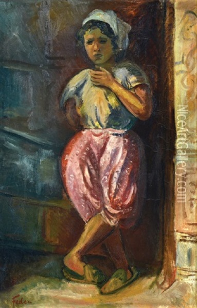 Girl Oil Painting - Adolphe Aizik Feder
