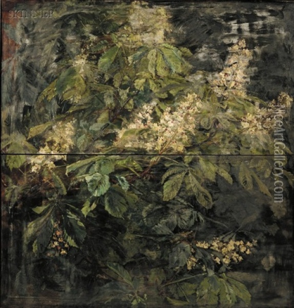 Chestnut In Bloom/a Diptych Oil Painting - Sarah Wyman Whitman