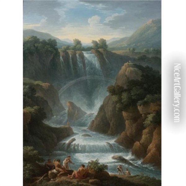 The Marmore Waterfalls At Terni Oil Painting - Jan Frans van Bloemen