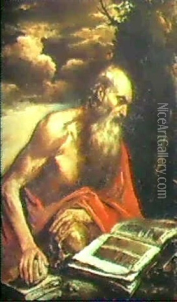 San Girolamo In Meditazione Oil Painting - Bernhard Keil