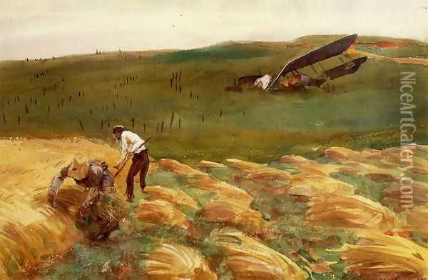 Crashed Aeroplane Oil Painting - John Singer Sargent