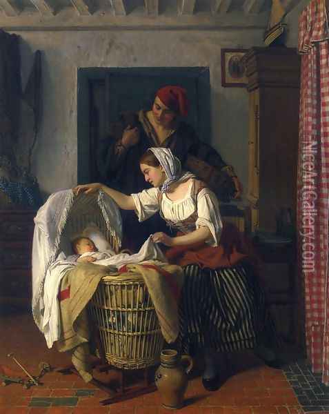 A Peaceful Moment Oil Painting - Charles Baugniet