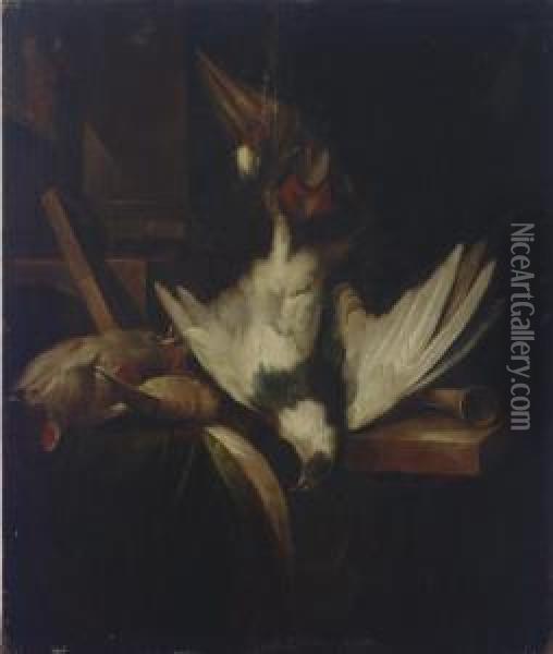Game Birds On A Ledge Oil Painting - William Gowe Ferguson