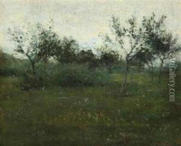 A Landscape With Trees Oil Painting - Antonin Slavieek