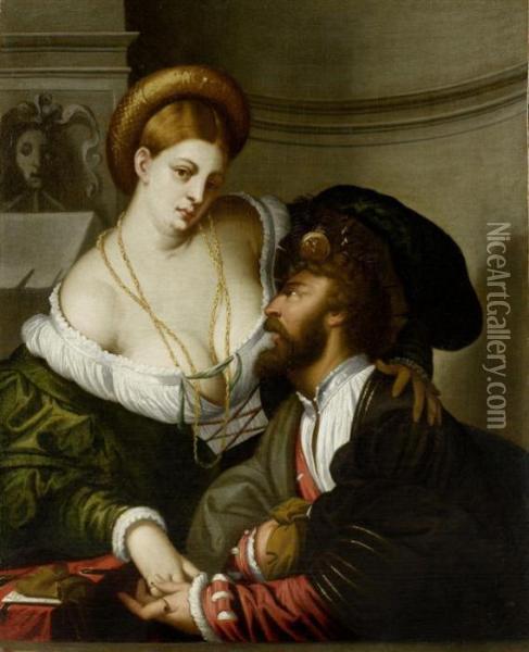Pair Of Lovers Oil Painting - Dario Varotari