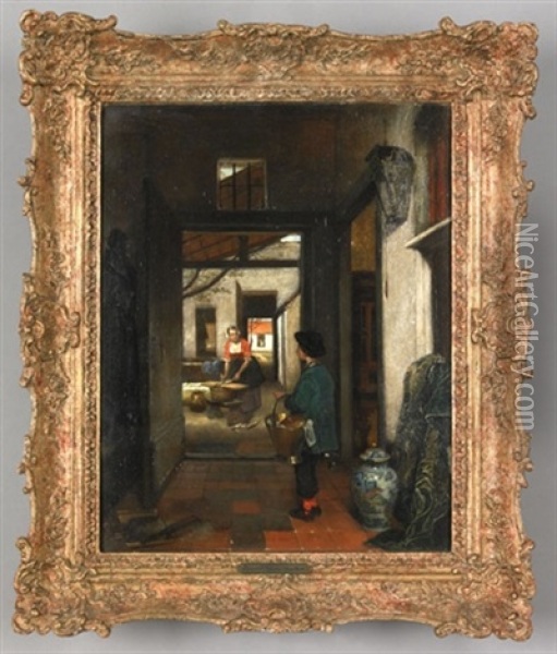 Interior Scene Oil Painting - Edmond Theodor Van Hove