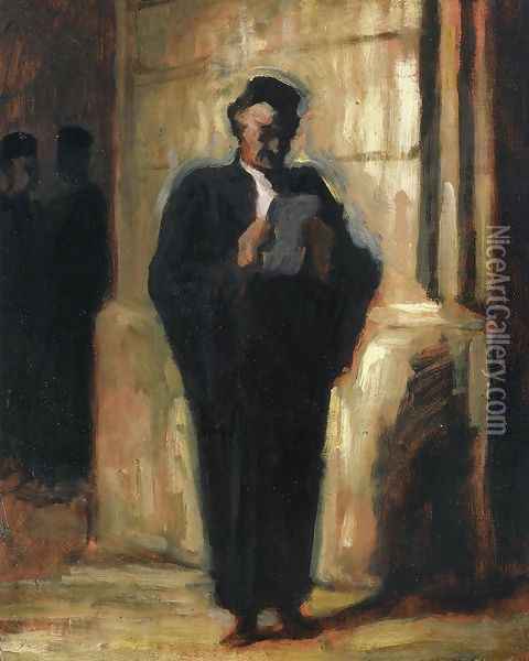 Attorney Reading Oil Painting - Honore Daumier