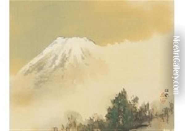 Morning Light Of Mt. Fuji Oil Painting - Kansetsu Hashimoto