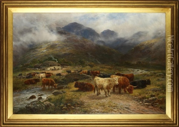 A Drover's Rest In Argyleshire Oil Painting - Henry Garland
