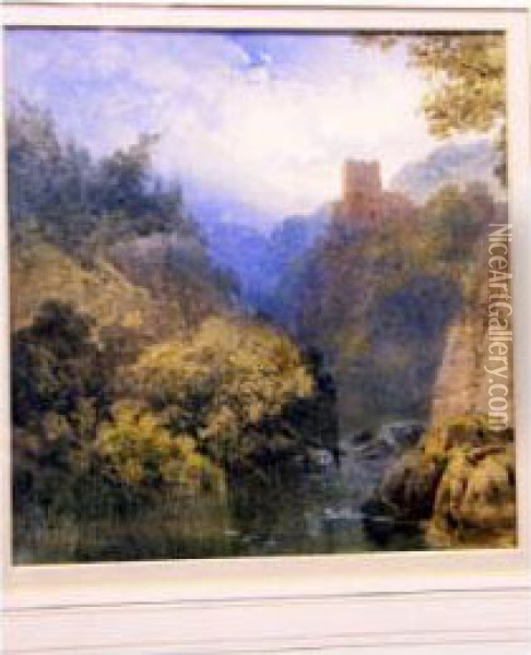 Landscape With Castle Oil Painting - Edward M. Richardson