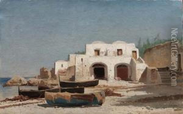 Spiaggia A Capri Con Barche Oil Painting - Antonino Leto