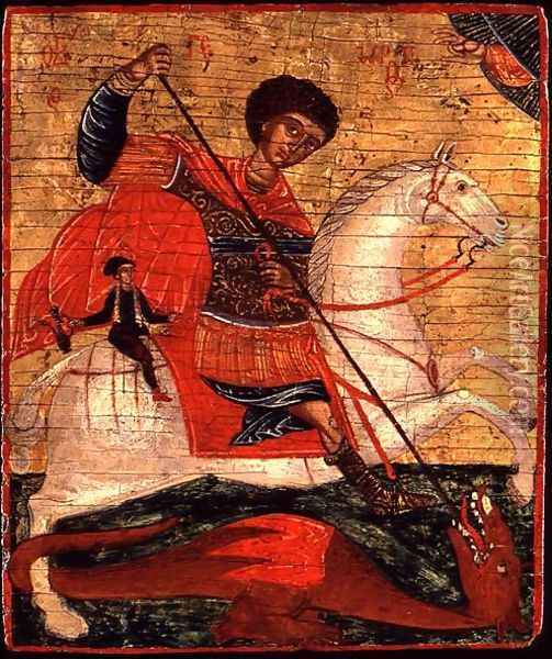 Icon of St. George and the Dragon Oil Painting - Anonymous Artist