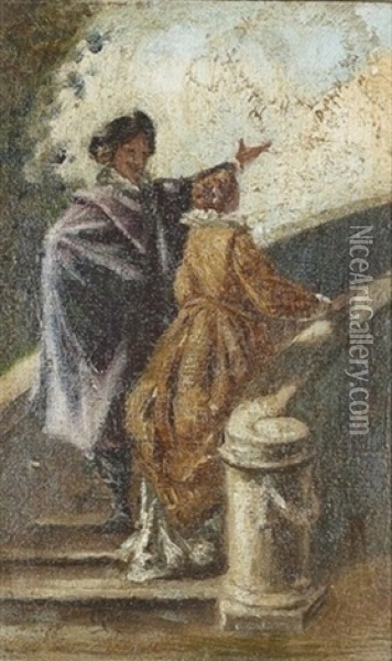 Begegnung Auf Der Treppe Oil Painting - Emile Robellaz