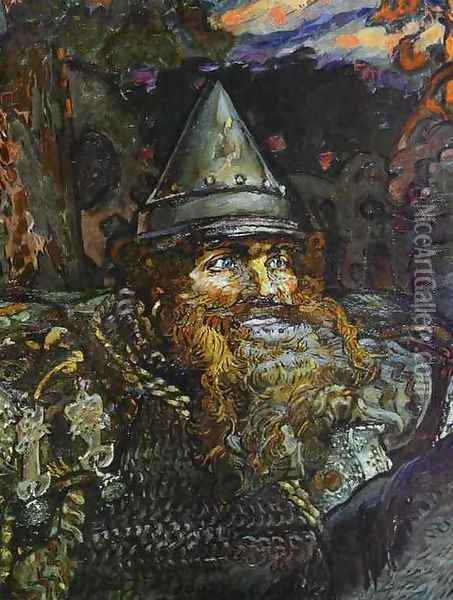 The Bogatyr (Hero) (detail), 1898 Oil Painting - Mikhail Aleksandrovich Vrubel