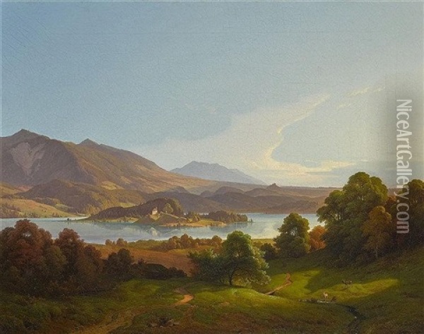 Blick Auf Den Staffelsee Oil Painting - Carl Friedrich Heinzmann