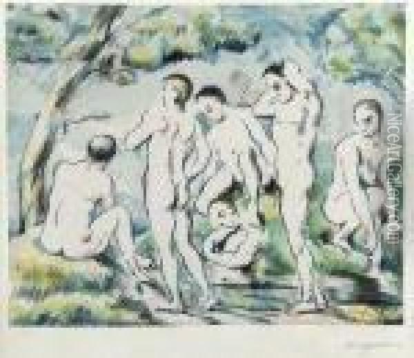 Bathers (venturi 1156) Oil Painting - Paul Cezanne