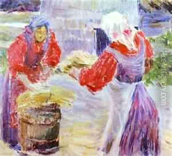 Peasant Women Sketch Oil Painting - Viktor Elpidiforovich Borisov-Musatov