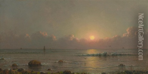 Seascape At Sunset Oil Painting - Martin Johnson Heade