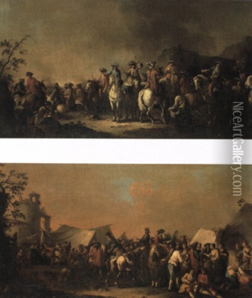 La Halte De La  Cavalerie Oil Painting - Georg Philipp Rugendas the Elder