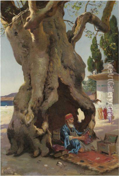 Cobbler In The Shade Of A Baobab Tree Oil Painting - Rudolph Ernst