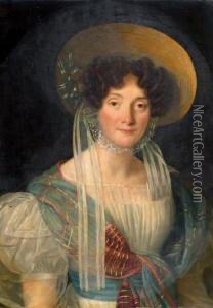 Portrait De Jeune Femme Oil Painting - Joseph Jean Vaudechamp
