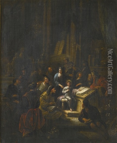 Christ Disputing With The Doctors In The Temple Oil Painting - Jacob Willemsz de Wet the Elder