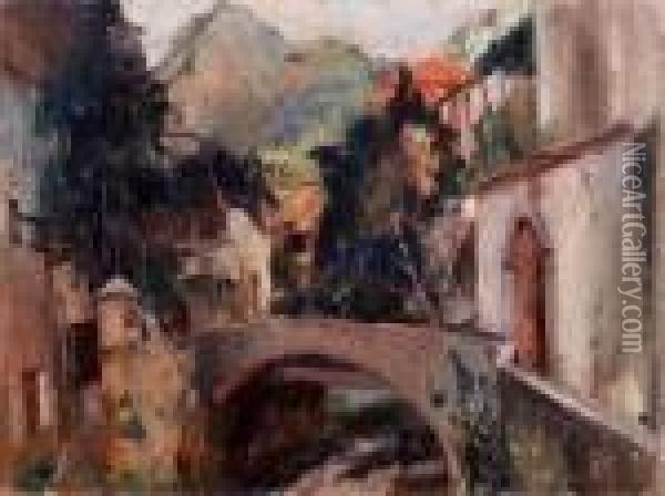 La Valle Dei Mulini Ad Amalfi Oil Painting - Luigi Crisconio