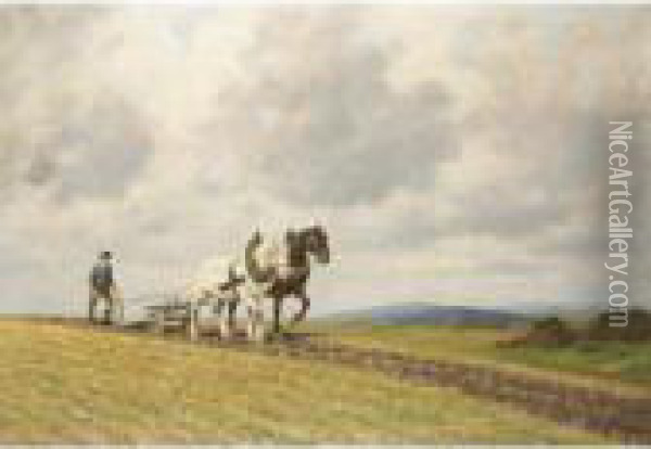 Ploughing The Fields Oil Painting - Karl Kaufmann