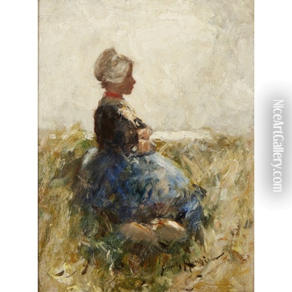 A Volendam Fishergirl Oil Painting - Robert Gemmell Hutchison