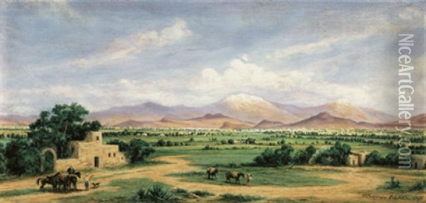 Valle De Mexico From The Hacienda Morales Oil Painting - Conrad Wise Chapman