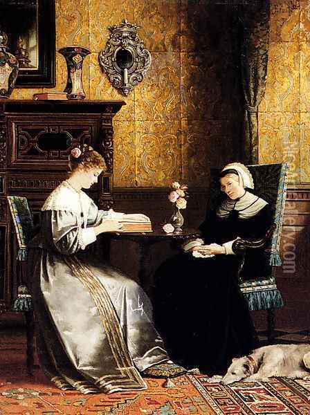 Reading A Book Oil Painting - Rudolph Ernst
