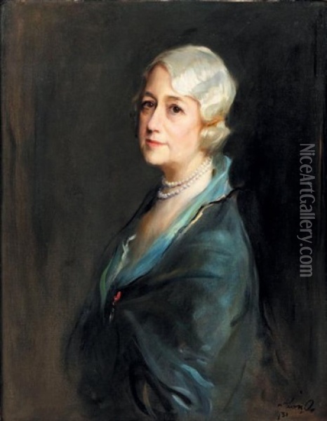 Madame Paul Dupuy, Nee Helene Browne, Mere De La Princesse Guy De Polignac Oil Painting - Philip Alexius De Laszlo