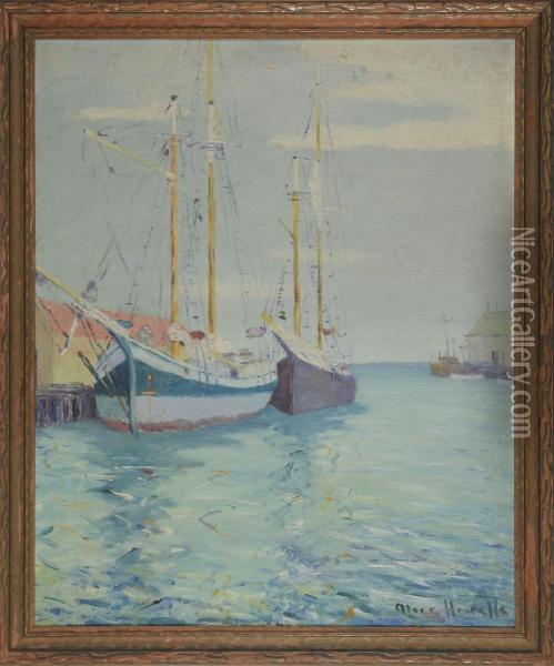 Schooners At Dock Oil Painting - Alice Imogen Howells