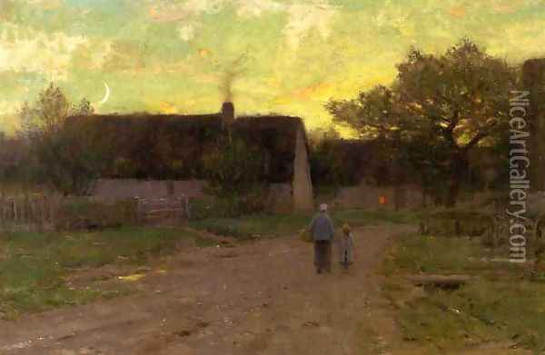 End of the Day Oil Painting - Dwight William Tryon