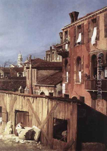 The Stonemason's Yard (detail) Oil Painting - (Giovanni Antonio Canal) Canaletto