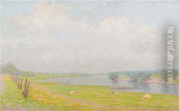 Ijssel Landscape Oil Painting - Co (Jacobus Ahazuerus) Breman
