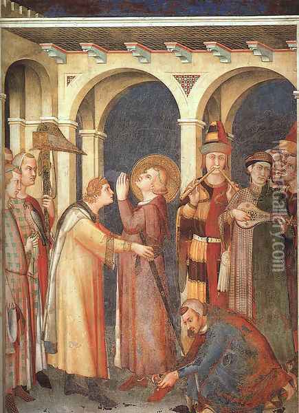 St. Martin is Knighted 1321 Oil Painting - Simone Martini