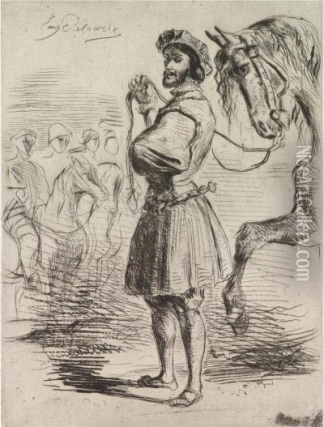 Un Seigneur Du Temps De Francois I Oil Painting - Eugene Delacroix