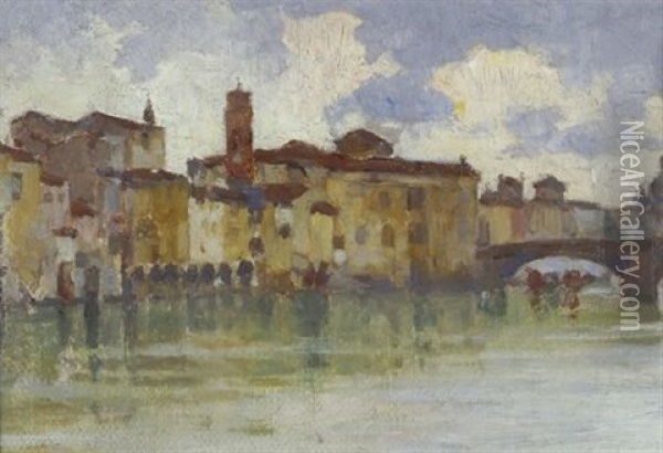 Ponte Vecchio Oil Painting - Romeo Borgognoni