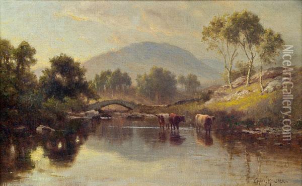 Flusslandschaft Mit Kuhen Oil Painting - Edward Henry Holder