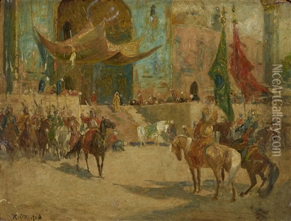 Orientalische Palastszene Oil Painting - Rudolf Otto Von Ottenfeld