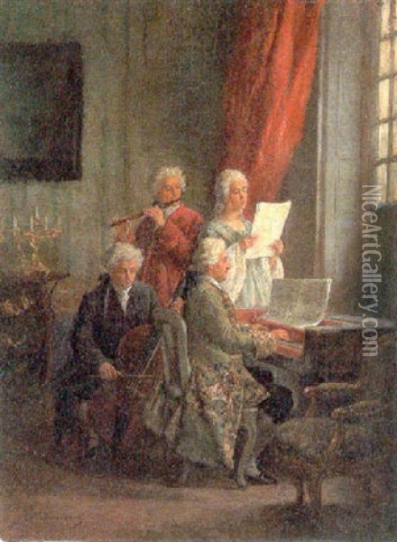 Das Konzert Oil Painting - Leon Marie Constant Dansaert
