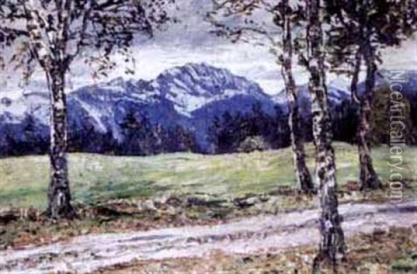 Landstrasse Bei Benediktenwand Oil Painting - Hugo (Emil Albert Hugo) Kreyssig